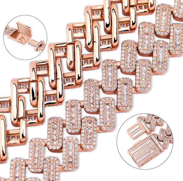 18k Rose Gold Baguette Cut Chain