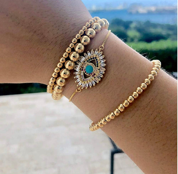 Set of Gold Beaded Bracelets