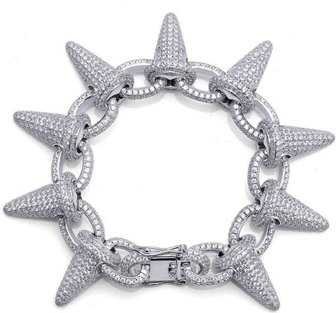 Iced Out White Gold Punk Rivet Bracelet