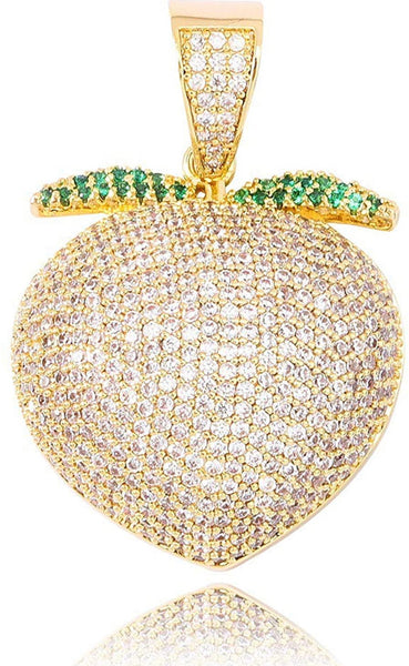 Iced Out 18k Gold Peach Emoji Pendant