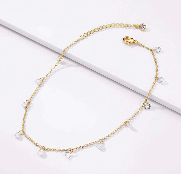 14k Gold Filled Simulated Diamond Anklet