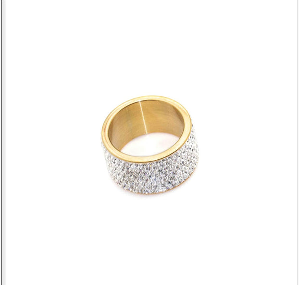 Iced Out 14k Gold Stunning Crystal Ring