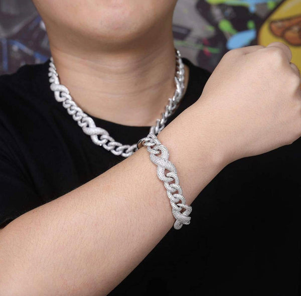 Iced Out Platinum Infiniti Cuban Link Bracelet