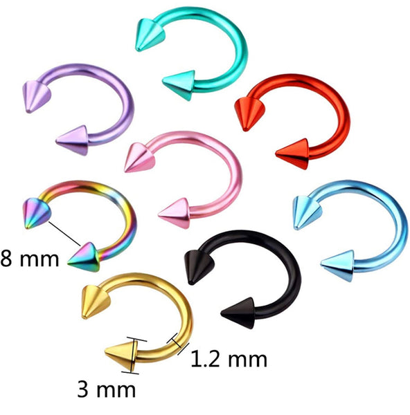 16 Pcs Horseshoe Spike and Ball Piercings