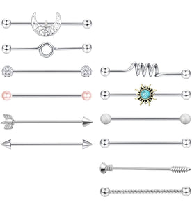 18 Pcs Assorted Barbell Stainless Steel Piercing