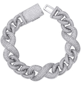 Iced Out Platinum Infiniti Cuban Link Bracelet