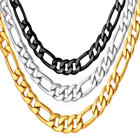 18k Gold/ Stainless Steel Figaro Chain Link