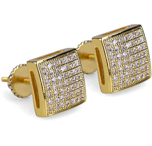 Iced Out 14k Gold Stud Earrings