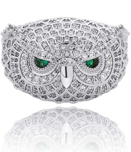 Iced Out 14k White Gold Owl Face Ring