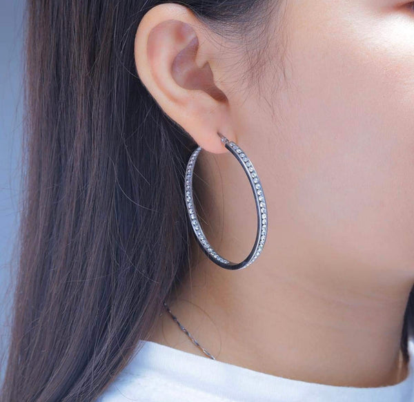 Silver Icey Hoop Earrings