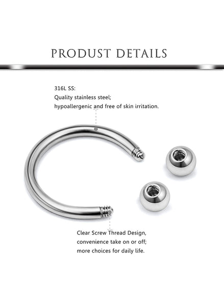 24 Pcs Stainless Steel Piercings