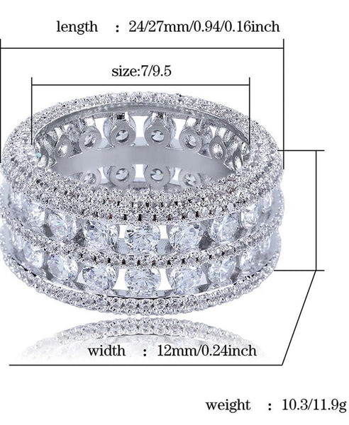 Iced Out 14k White Gold 2 Row Icey Ring