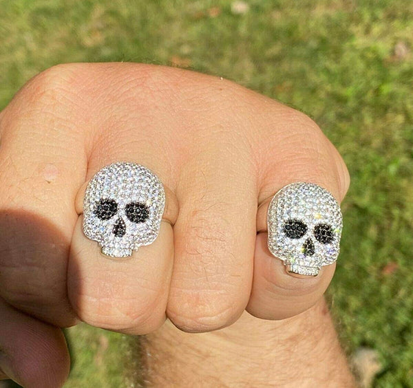 Iced Out 925 Sterling Silver Skull Ring