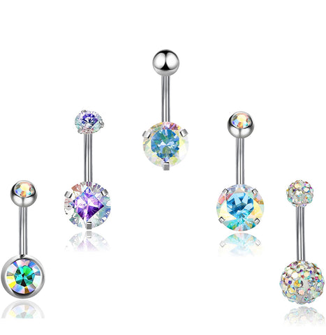 5 Pcs Stainless Stesl Belly Button Rings