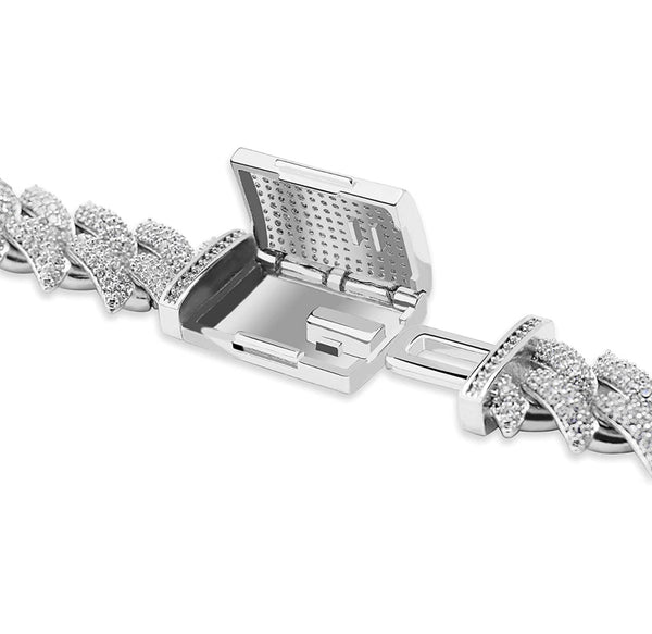 Iced Out 18k White Gold Spiked Link Chain