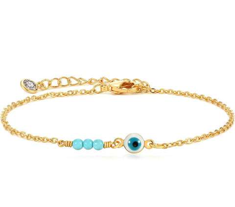 14k Gold Filled Turquoise Evil Eye Anklet