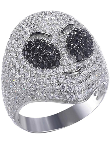 Iced Out 14k White Gold Alien Emoji Ring