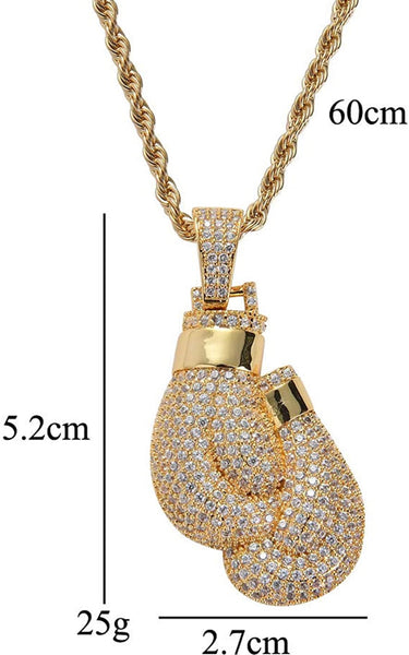 Iced Out 18k Rose Gold Boxing Gloves Pendant