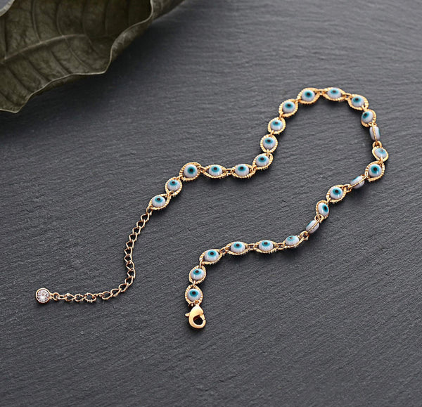 14k Gold Filled Blue Evil Eye Anklet