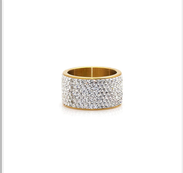 Iced Out 14k Gold Stunning Crystal Ring