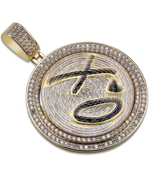 Iced Out 18k Gold XO Spinning Pendant