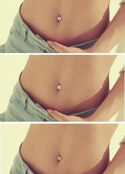 Beautiful CZ Stainless Steel Belly Ring