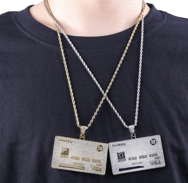 Iced Out 18k Gold Customized Chase Card Pendant