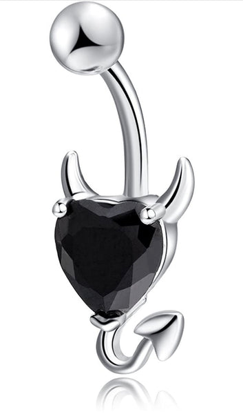 3 Pcs Devil Heart Stainless Steel Belly Ring