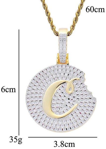 Iced Out 18k White Gold Cookie Pendant