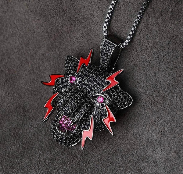 Iced Out 18k Gold Black Panther Pendant