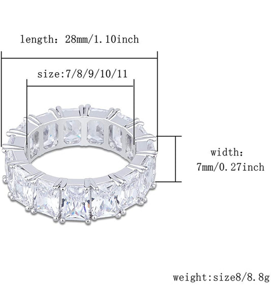 Iced Out 18k White Gold Baguette Row Ring