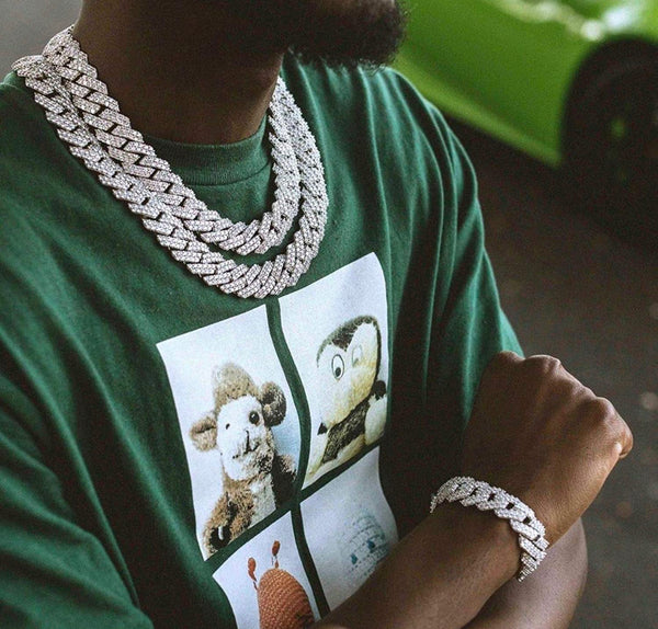 Iced Out 2 tone Cuban Link Chain