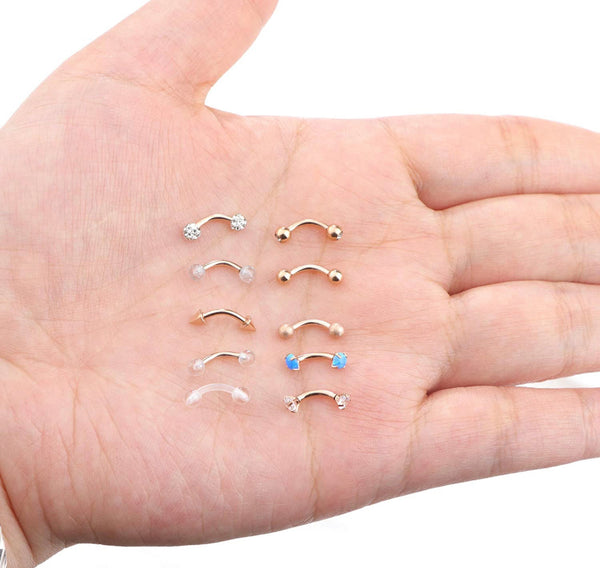 10 Pcs Rose Gold Tone Barbell Piercings