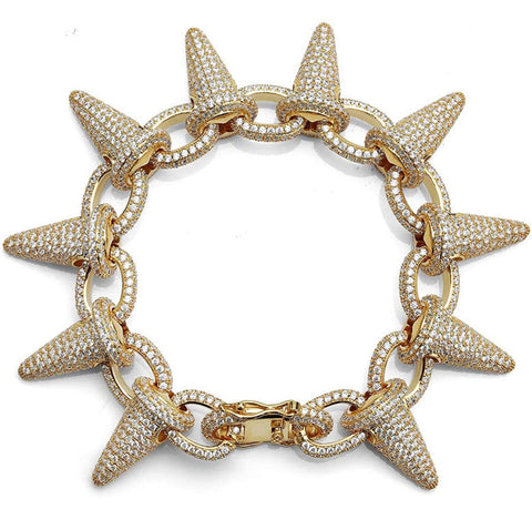 Iced Out Gold Punk Rivet Bracelet