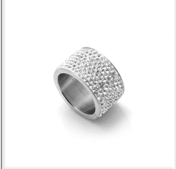 Iced Out 14k White Gold Stunning Crystal Ring