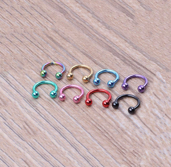 16 Pcs Horseshoe Spike and Ball Piercings