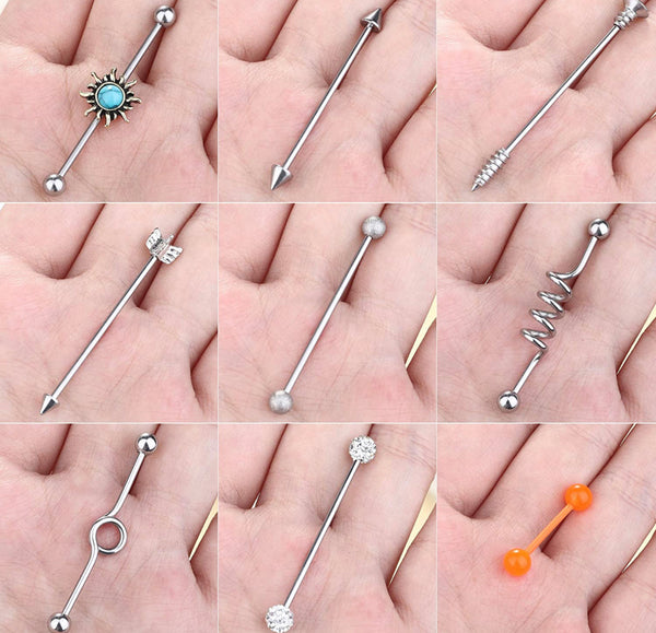 18 Pcs Assorted Barbell Stainless Steel Piercing