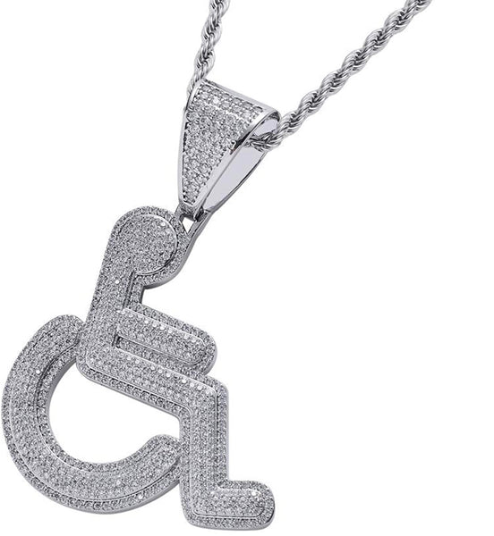 Iced Out 18k White Gold Handicap Pendant