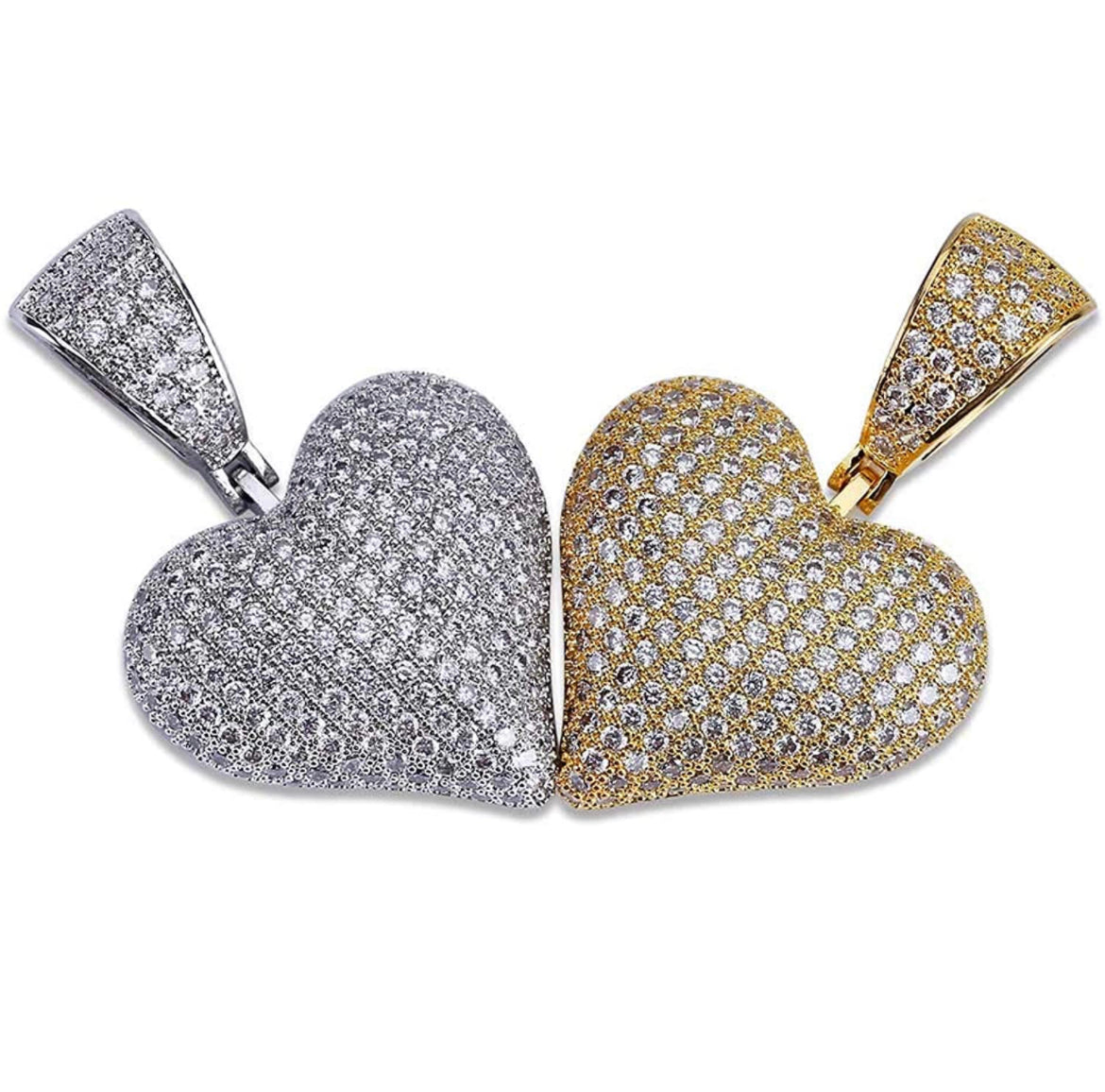 Iced Out 18k Gold Heart Pendant