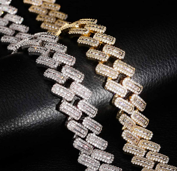 Iced Out 18k White Gold Baguette Cut Chain