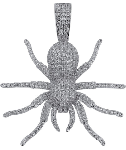 Iced Out 18k White Gold Spider Pendant