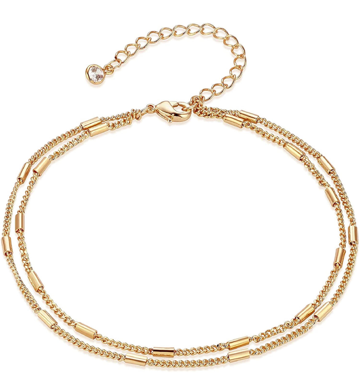 14k Gold Filled Layered Gold Bar Anklet