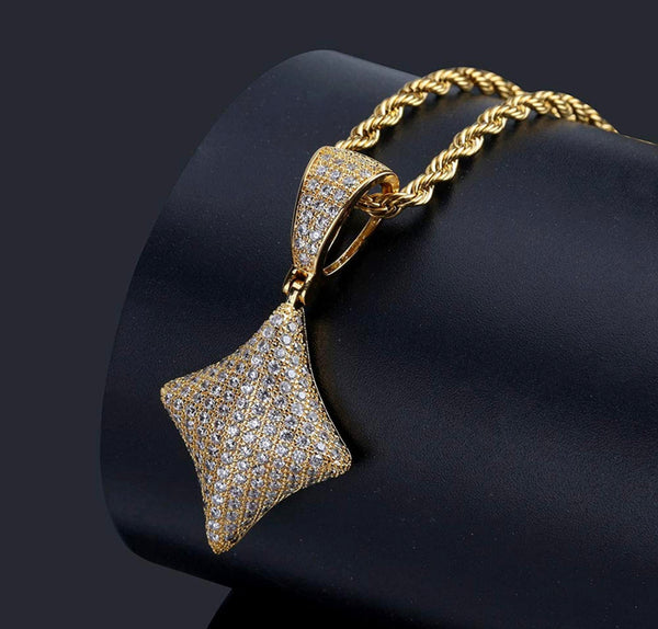 Iced Out 18k Gold Diamond Pendant