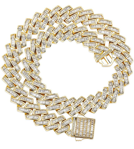 Iced Out 14k Gold Presidential Baguette Chain