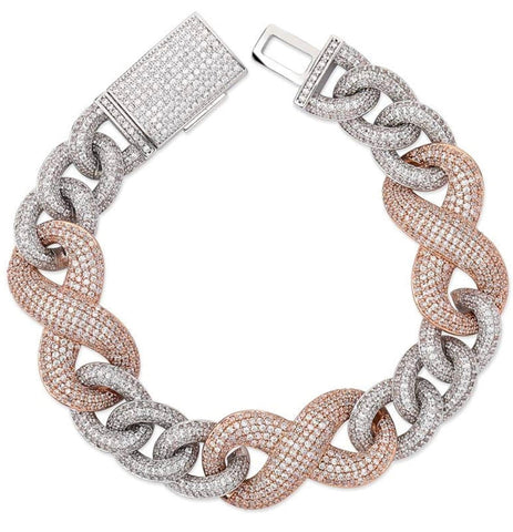 Iced Out Rose/White Gold Infiniti Cuban Link Bracelet