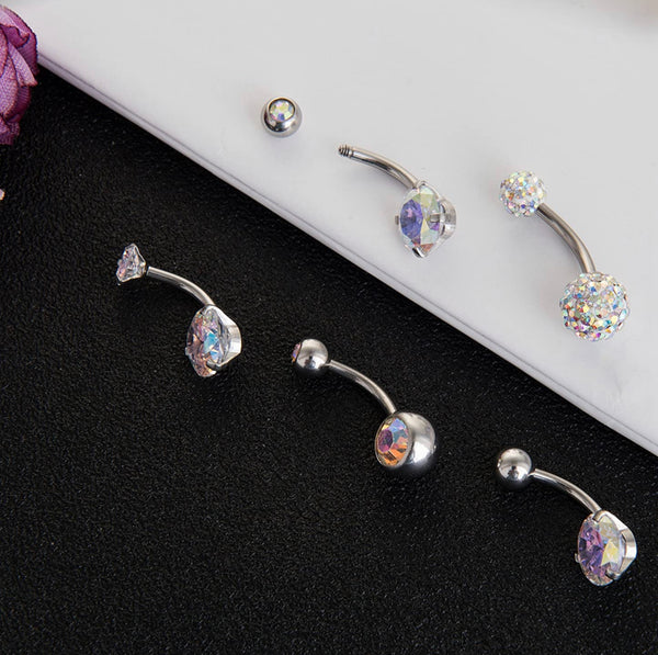 5 Pcs Stainless Stesl Belly Button Rings