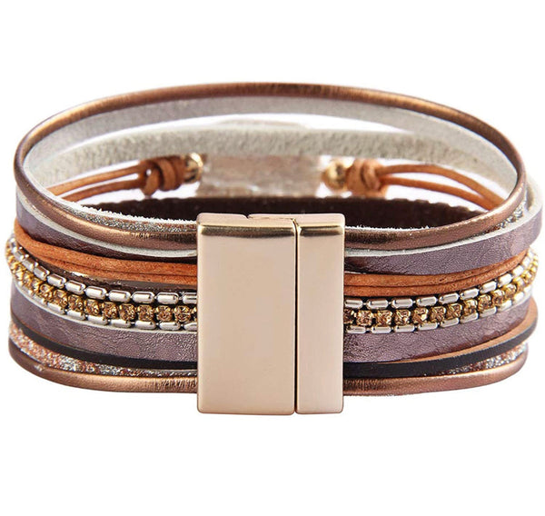 Multi Strand Leather Brown Bracelet