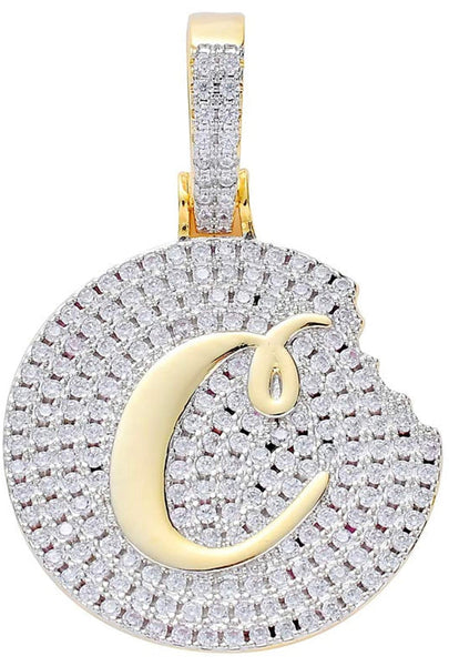 Iced Out 18k Gold Cookie Pendant