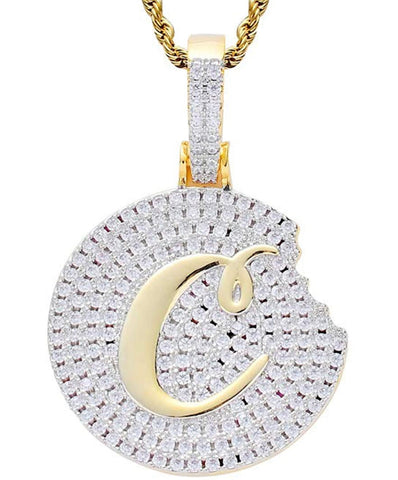 Iced Out 18k Gold Cookie Pendant