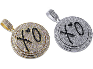 Iced Out 18k Gold XO Spinning Pendant